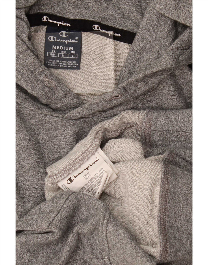 Maglione con cappuccio grafico da uomo Champion in cotone color block grigio medio