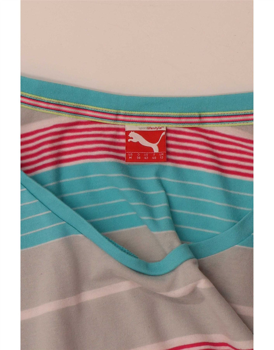 T-shirt da donna Puma UK 12 media a righe multicolore