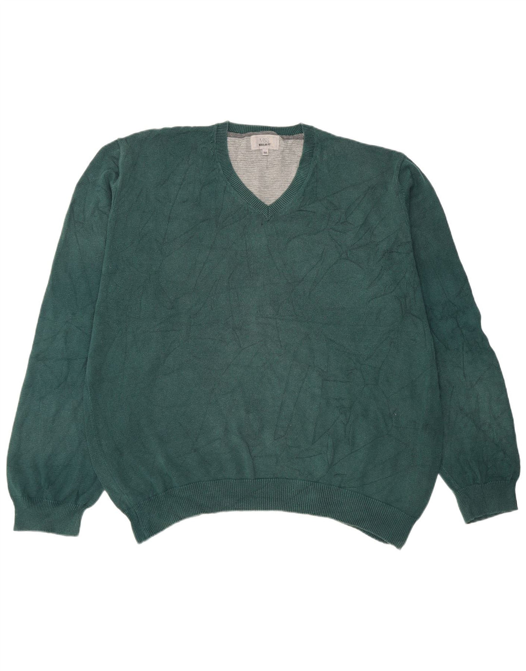 Maglione da uomo Marks & Spencer vestibilità regolare con scollo a V 2XL cotone verde