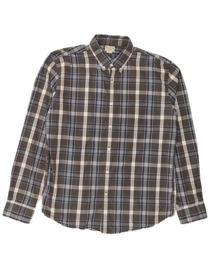 Camicia da uomo J. CREW XL in cotone a quadri grigi
