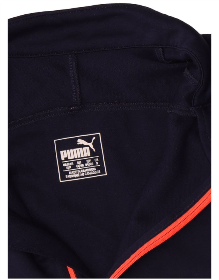 Maglia da ginnastica da uomo Puma con zip e collo, piccola, in poliestere blu navy