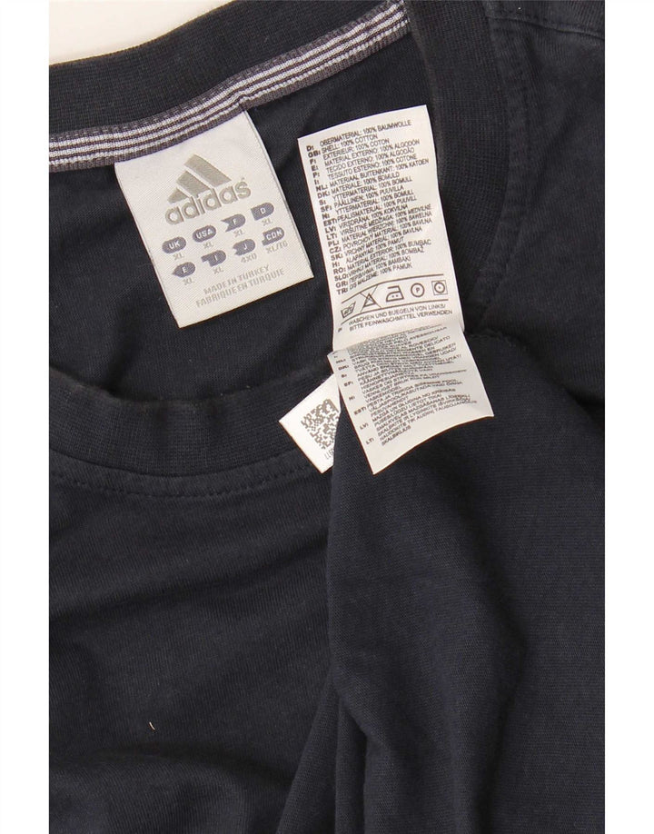 Top Adidas da uomo a maniche lunghe XL in cotone blu navy