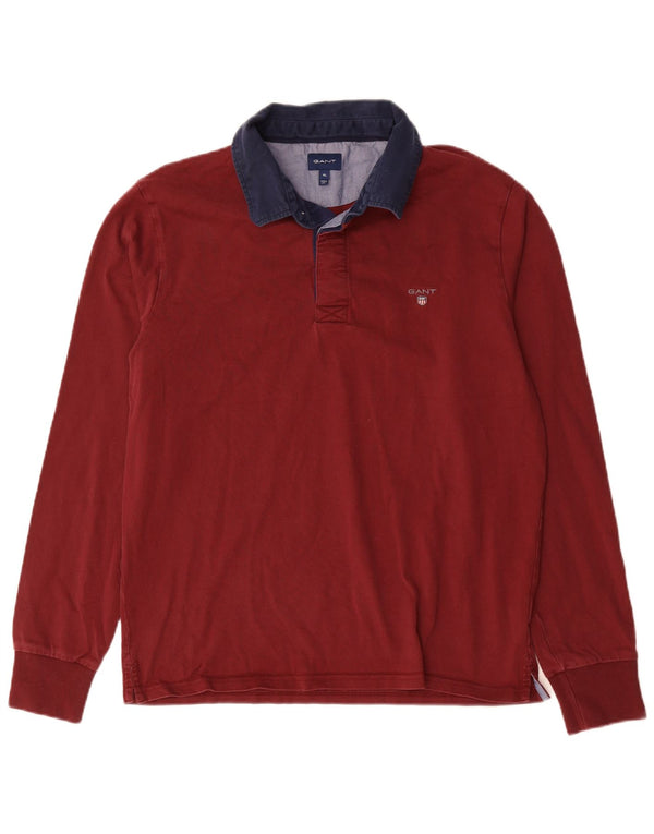 Polo da rugby da uomo a maniche lunghe Gant XL Bordeaux