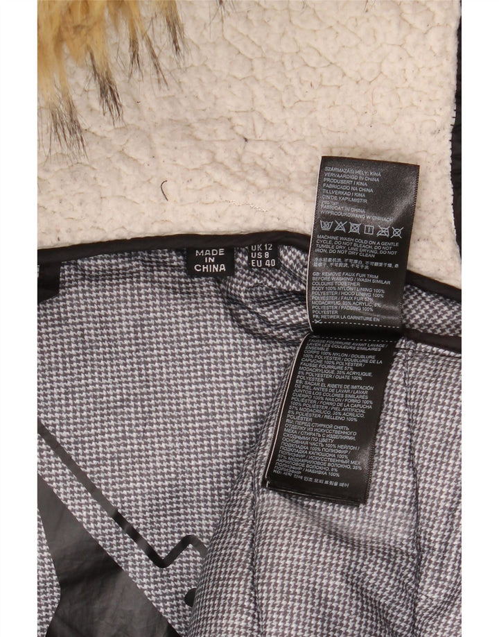 Cappotto imbottito con cappuccio da donna Superdry UK 12 nylon nero medio