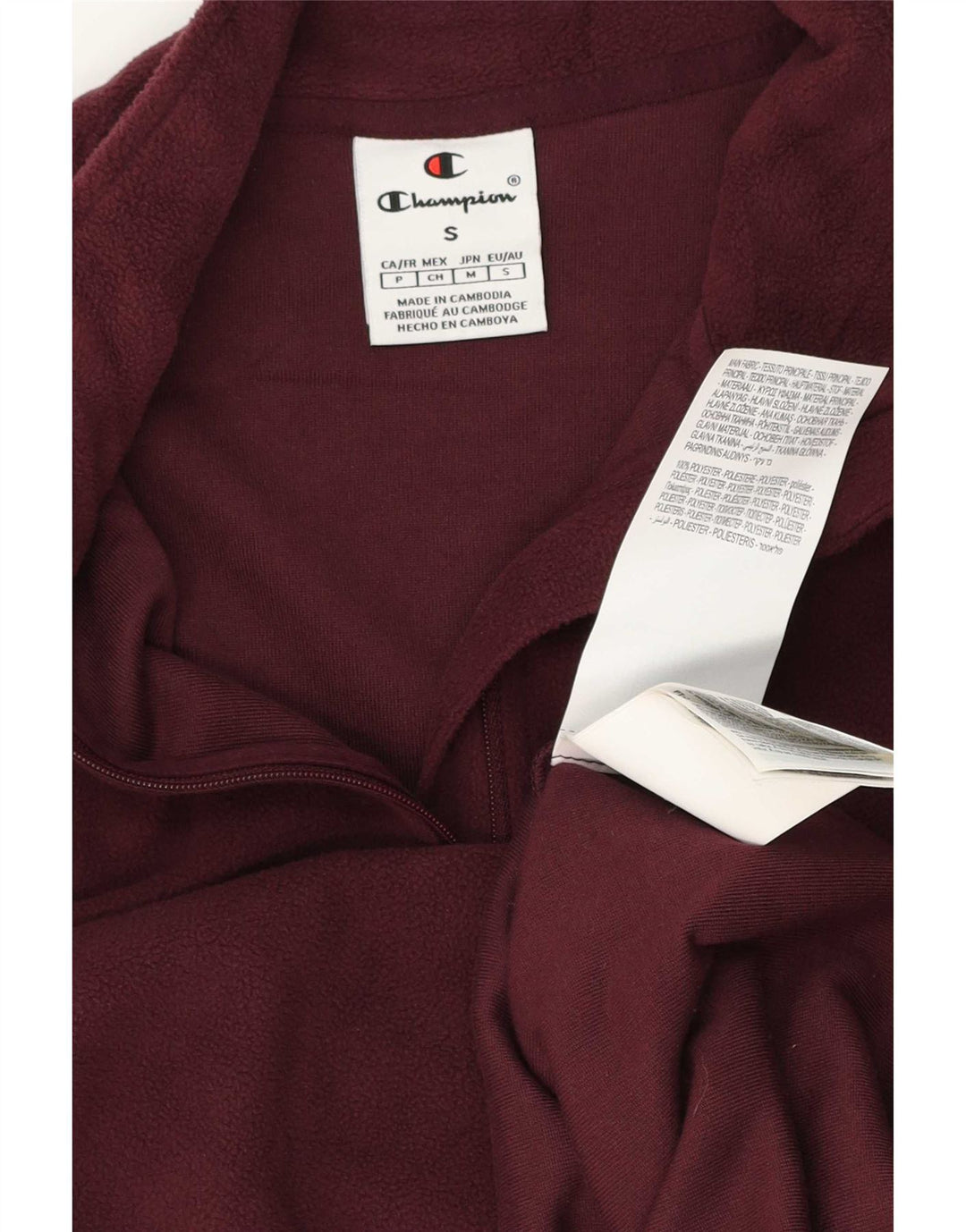 Maglione in pile da uomo Champion con zip e collo piccolo in poliestere bordeaux