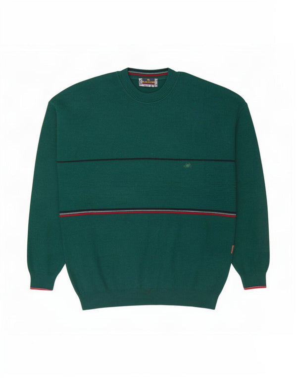 Il Granchio Maglione da uomo girocollo in lana a righe grandi verdi