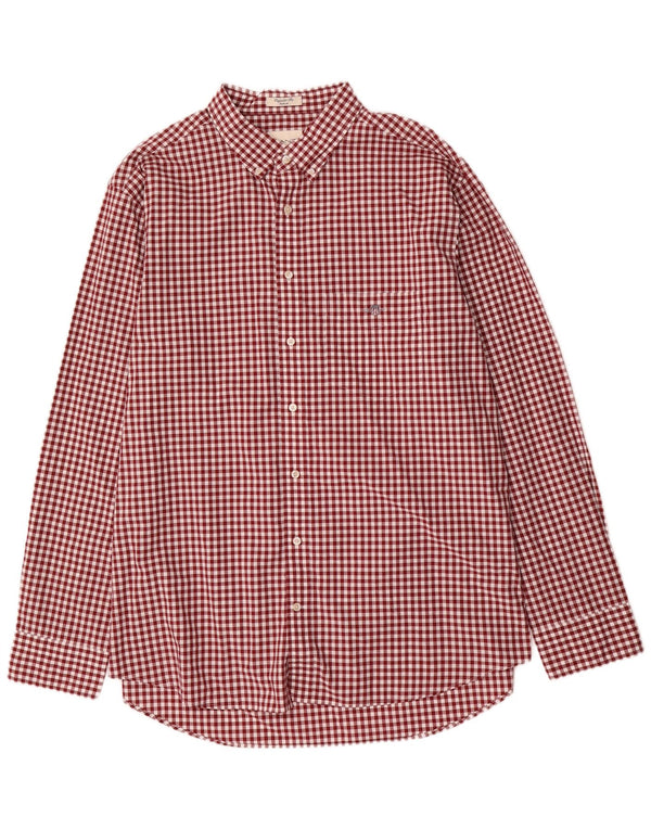 Gant Camicia da uomo vestibilità regolare taglia 47/48 19 3XL cotone a quadretti bordeaux