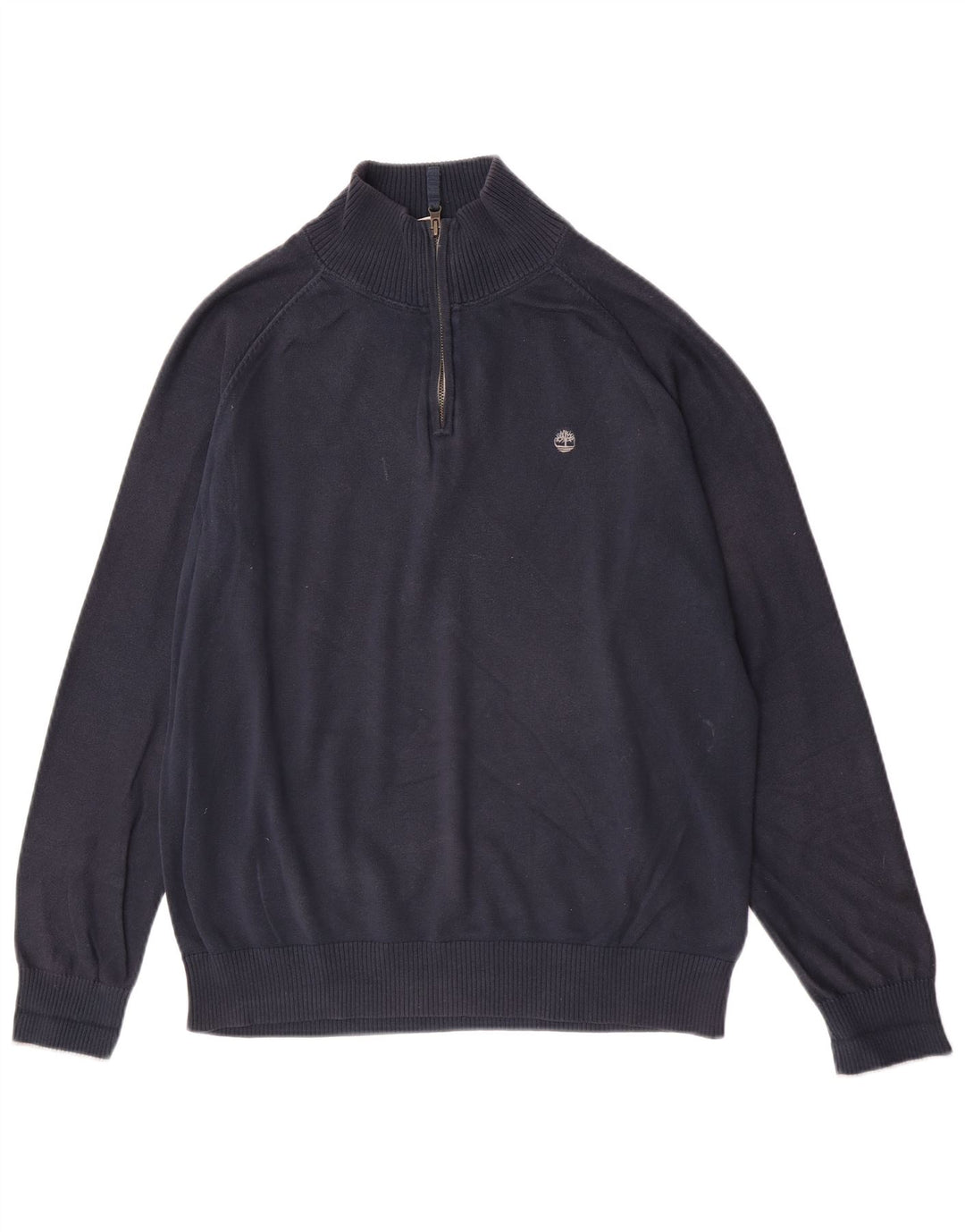 Timberland Maglione da uomo con zip e collo grande in cotone blu navy