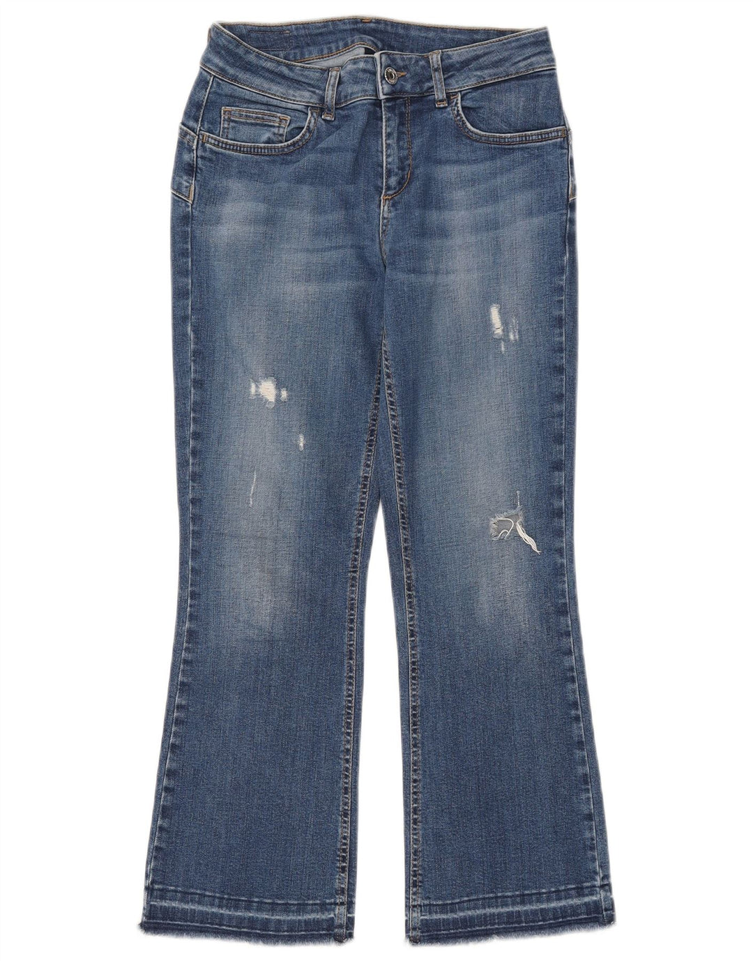 Jeans bootcut crop invecchiati da donna Liu Jo W28 L25 cotone blu