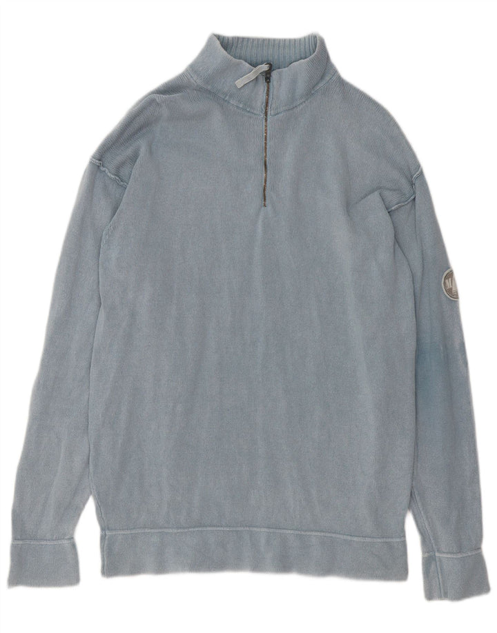 Maglione da uomo con zip e collo Murphy & Nye XL in cotone blu