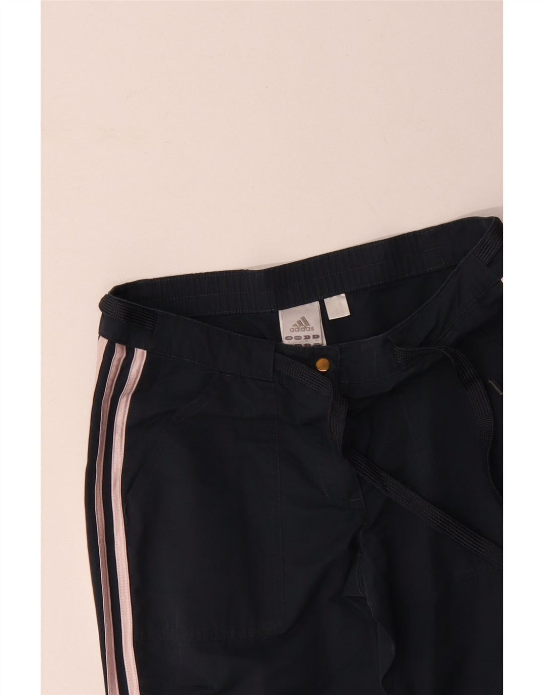 Pantaloni casual dritti da donna Adidas UK 8 Small W30 L30 cotone blu navy