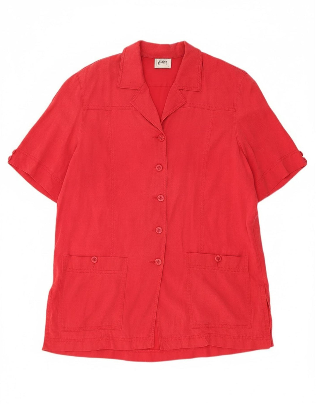 Giacca blazer vintage da donna a maniche corte a 5 bottoni UK 14 grande Tencel rosso