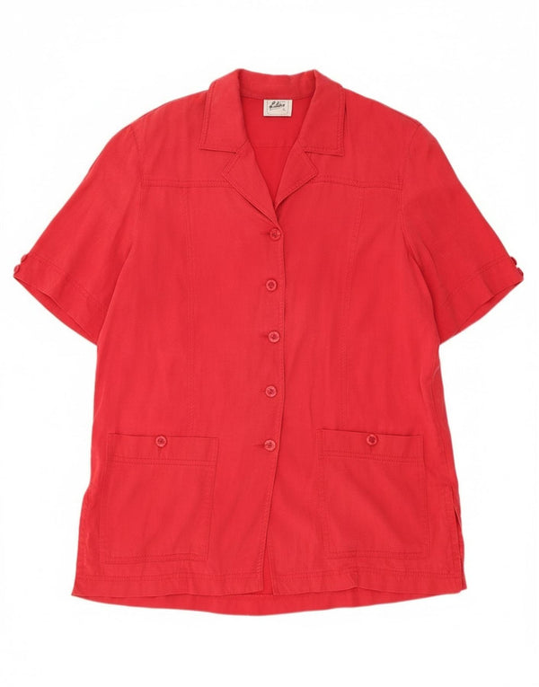 Giacca blazer vintage da donna a maniche corte a 5 bottoni UK 14 grande Tencel rosso