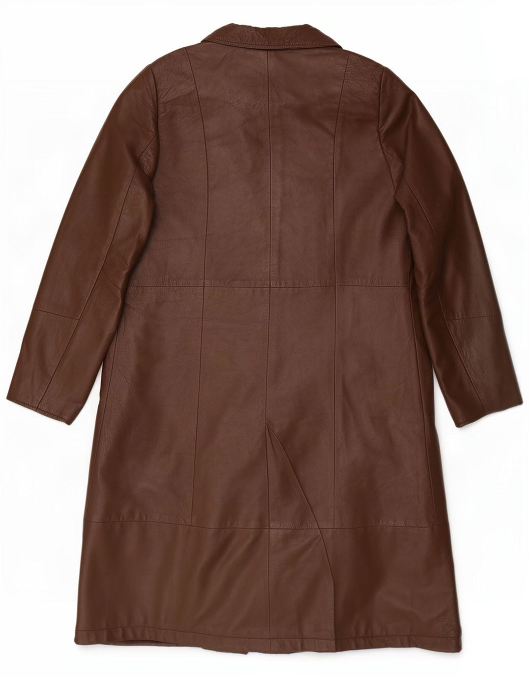 Cappotto in pelle vintage da donna UK 14 Marrone medio