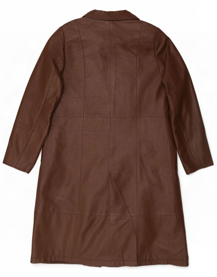 Cappotto in pelle vintage da donna UK 14 Marrone medio