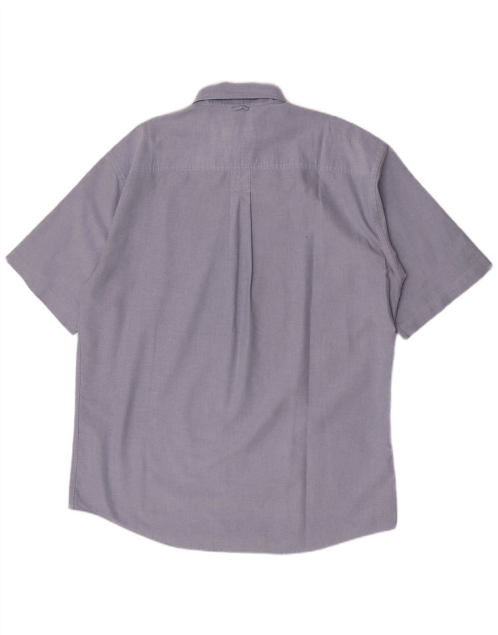Camicia a maniche corte da uomo Timberland in cotone blu medio