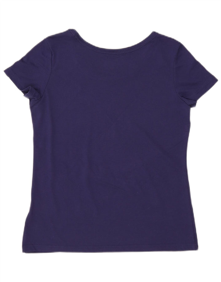 T-shirt grafica ADIDAS da donna Climalite UK 12/14 medio blu navy