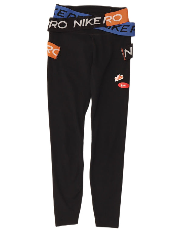 Leggings grafici NIKE da donna Dri Fit UK 4 XS poliestere nero