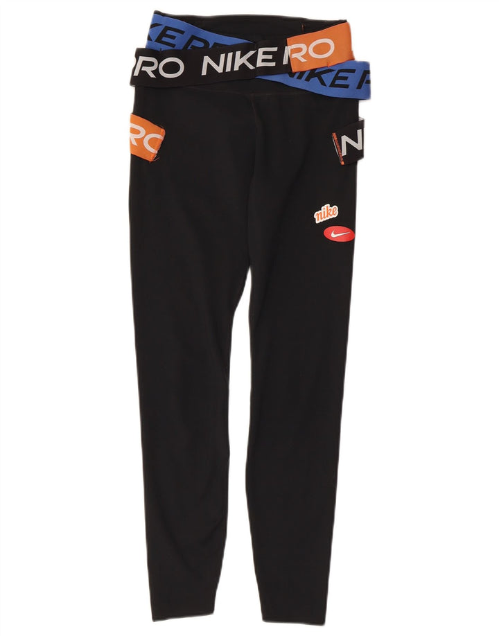 Leggings grafici NIKE da donna Dri Fit UK 4 XS poliestere nero