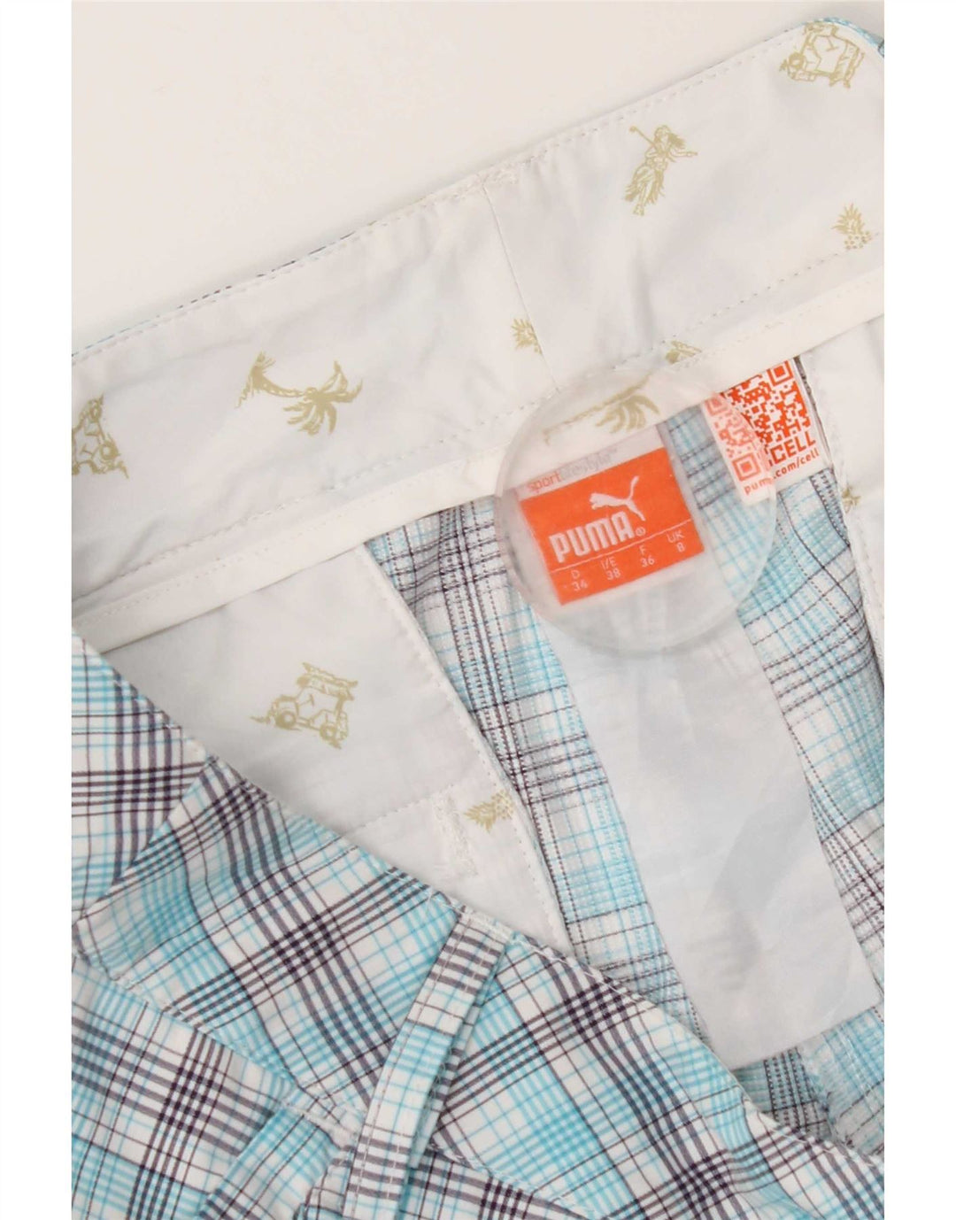 Pantaloncini chino da uomo Puma UK 8 Small W28 blu a quadri
