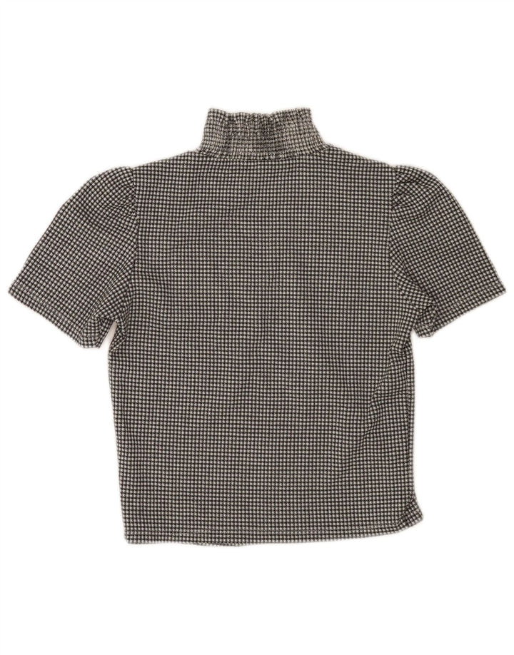 Top corto da donna Zara UK 10 piccolo pied de poule nero