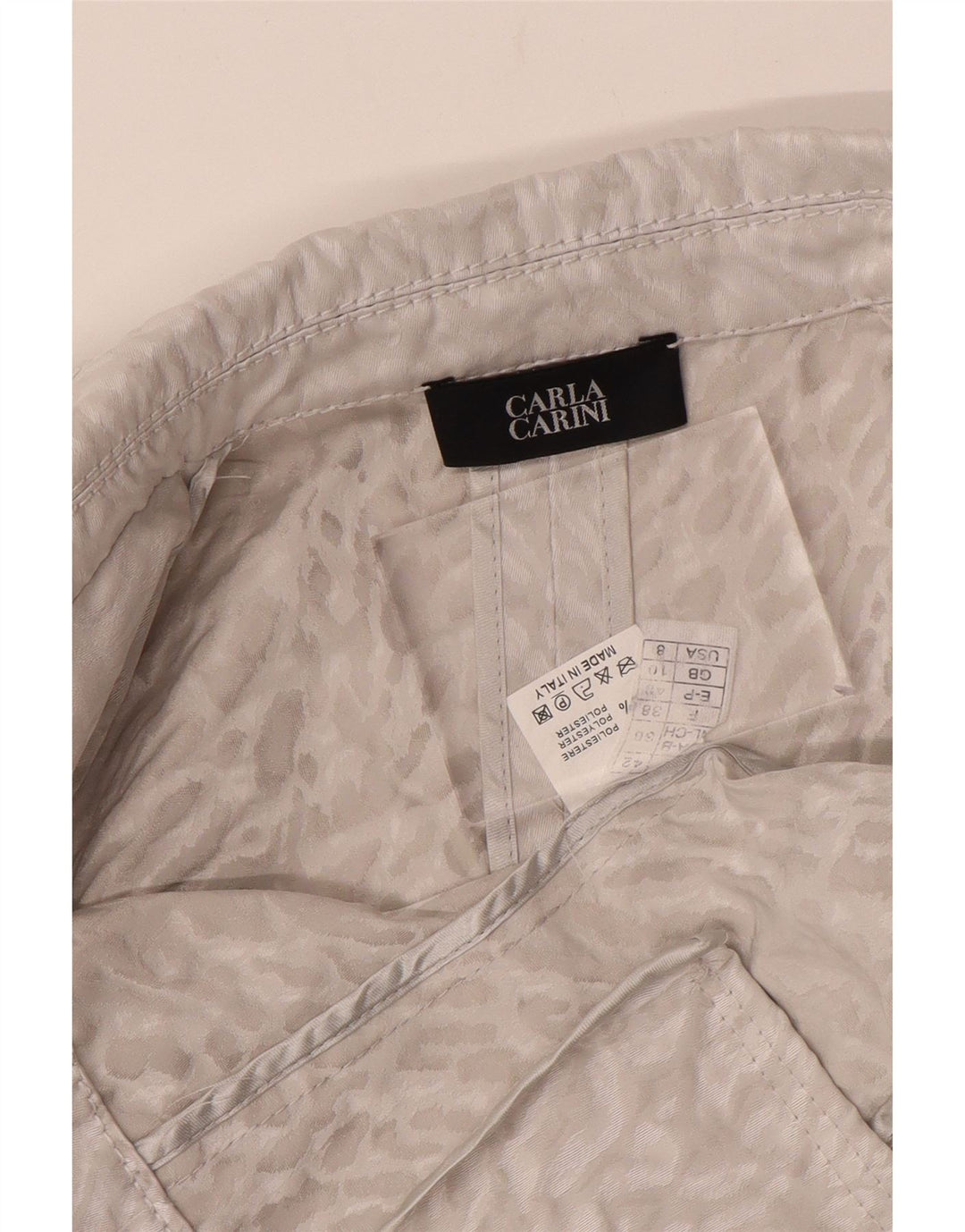 CARLA CARINI Top cardigan corto da donna UK 10 piccola stampa animalier grigia