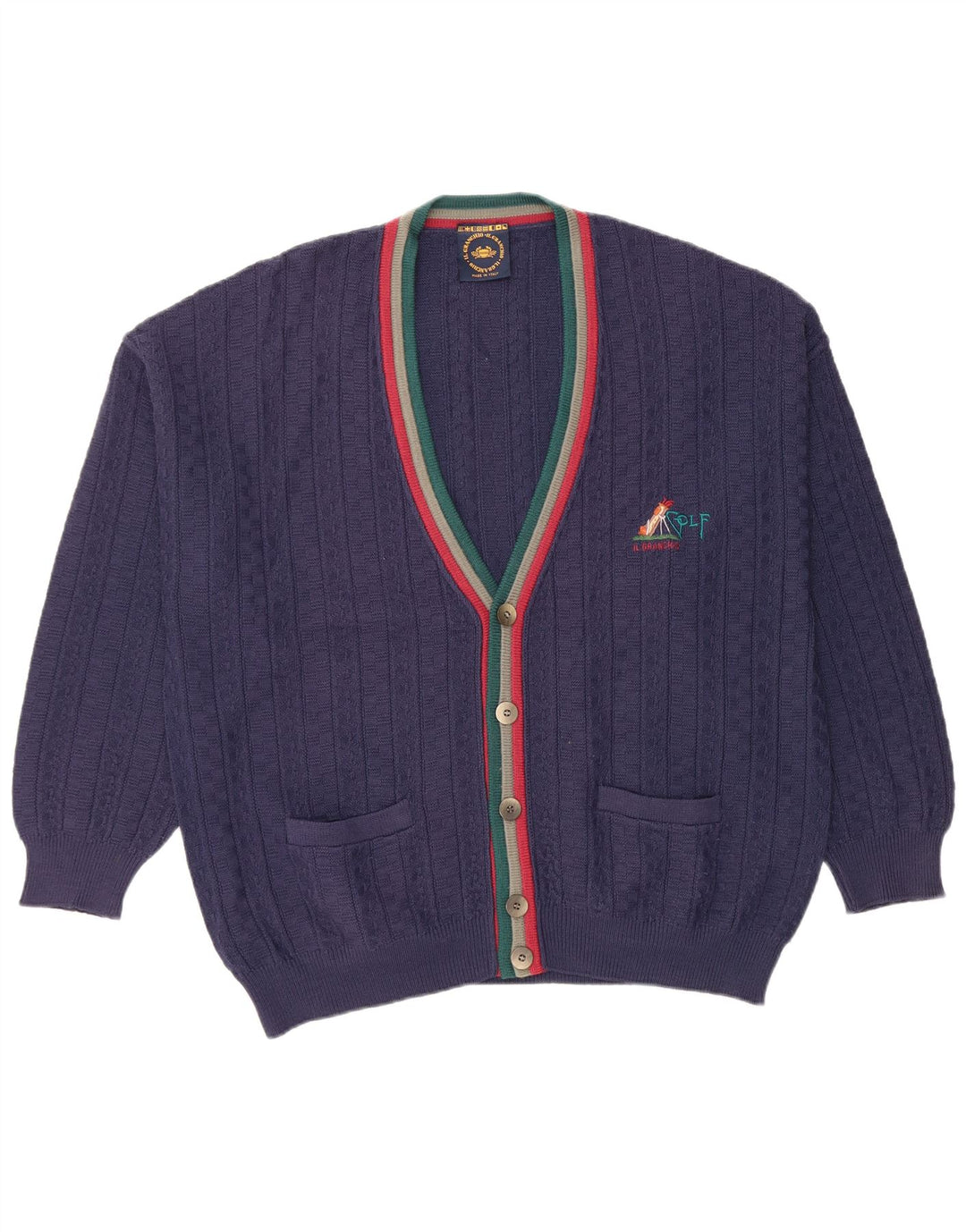IL GRANCHIO Maglione Cardigan Uomo XL Blu Navy