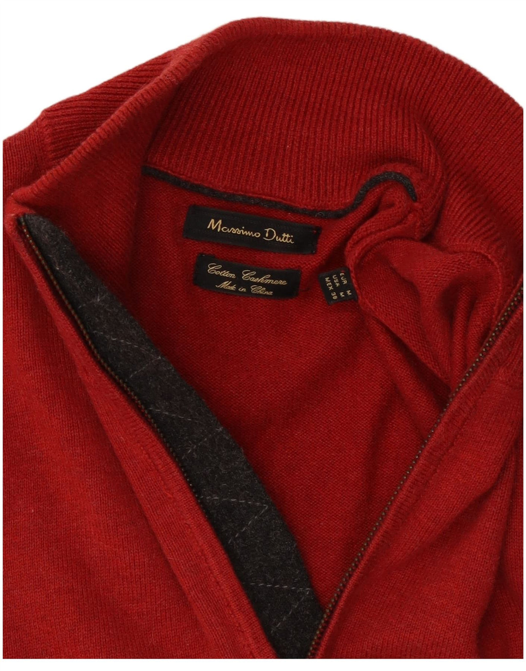 Massimo Dutti Maglione da uomo con zip e collo in cotone color block rosso medio