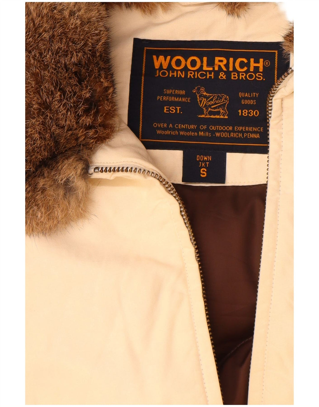 Giacca imbottita da donna Woolrich UK 10 piccola in cotone beige