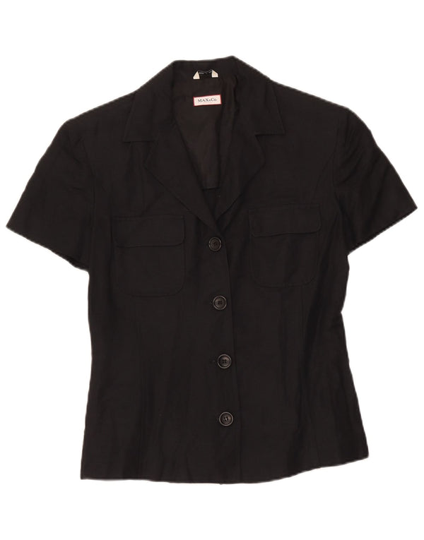 Max & Co. Giacca blazer da donna a maniche corte a 3 bottoni UK 10 piccola nera