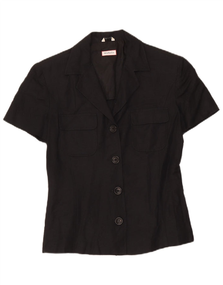 Max & Co. Giacca blazer da donna a maniche corte a 3 bottoni UK 10 piccola nera