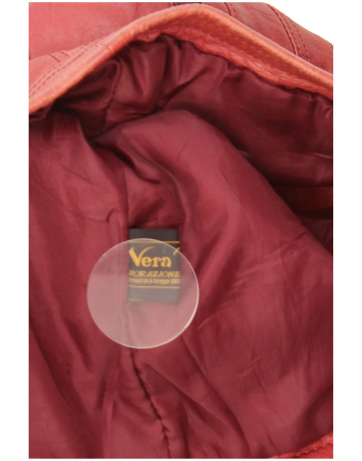 Giacca in pelle corta da donna vintage UK 12 in pelle rossa media