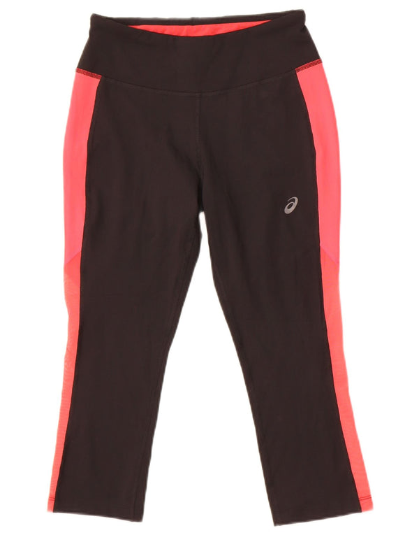 Asics Capri Leggings da donna UK 10 Small Nero Colourblock Poliestere