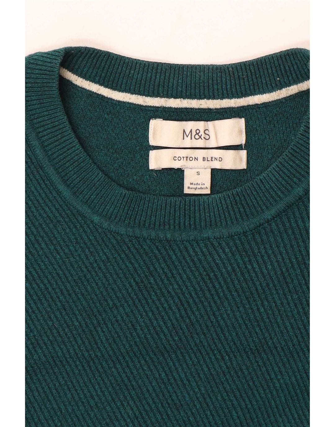 Maglione maglione girocollo da uomo Marks & Spencer piccolo cotone verde