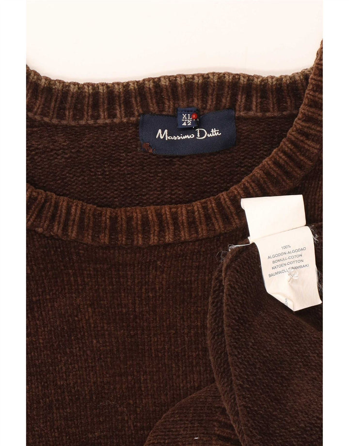 Maglione maglione girocollo da uomo Massimo Dutti XL cotone a righe marrone