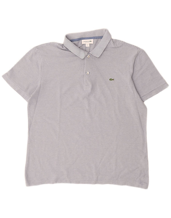 Polo Lacoste da uomo vestibilità regolare taglia 5 grande cotone gessato blu