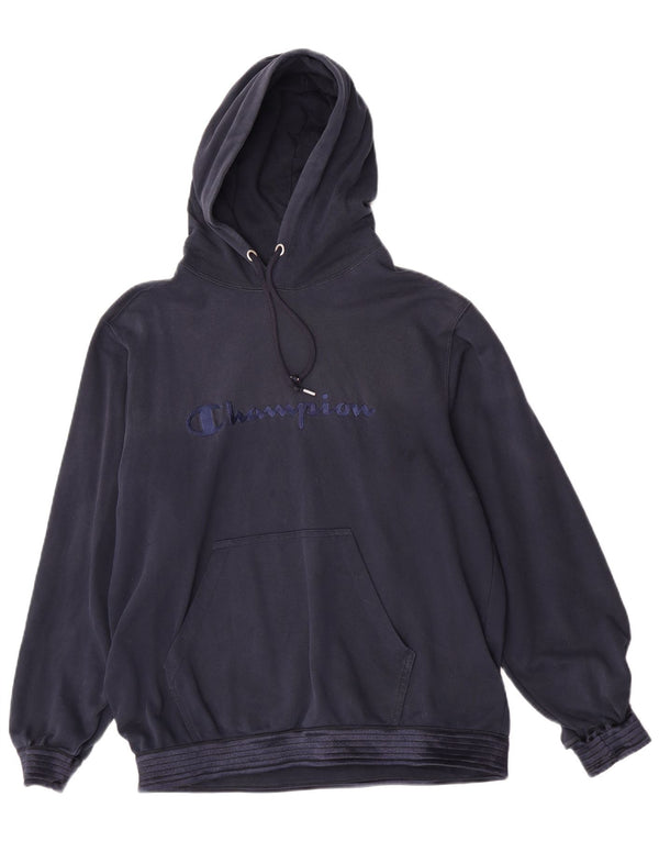 Felpa con cappuccio grafica da uomo Champion, grande, in cotone blu navy