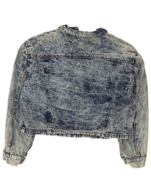 Giacca di jeans oversize corta da donna vintage IT 44 cotone blu medio