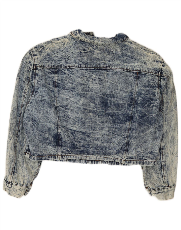 Giacca di jeans oversize corta da donna vintage IT 44 cotone blu medio