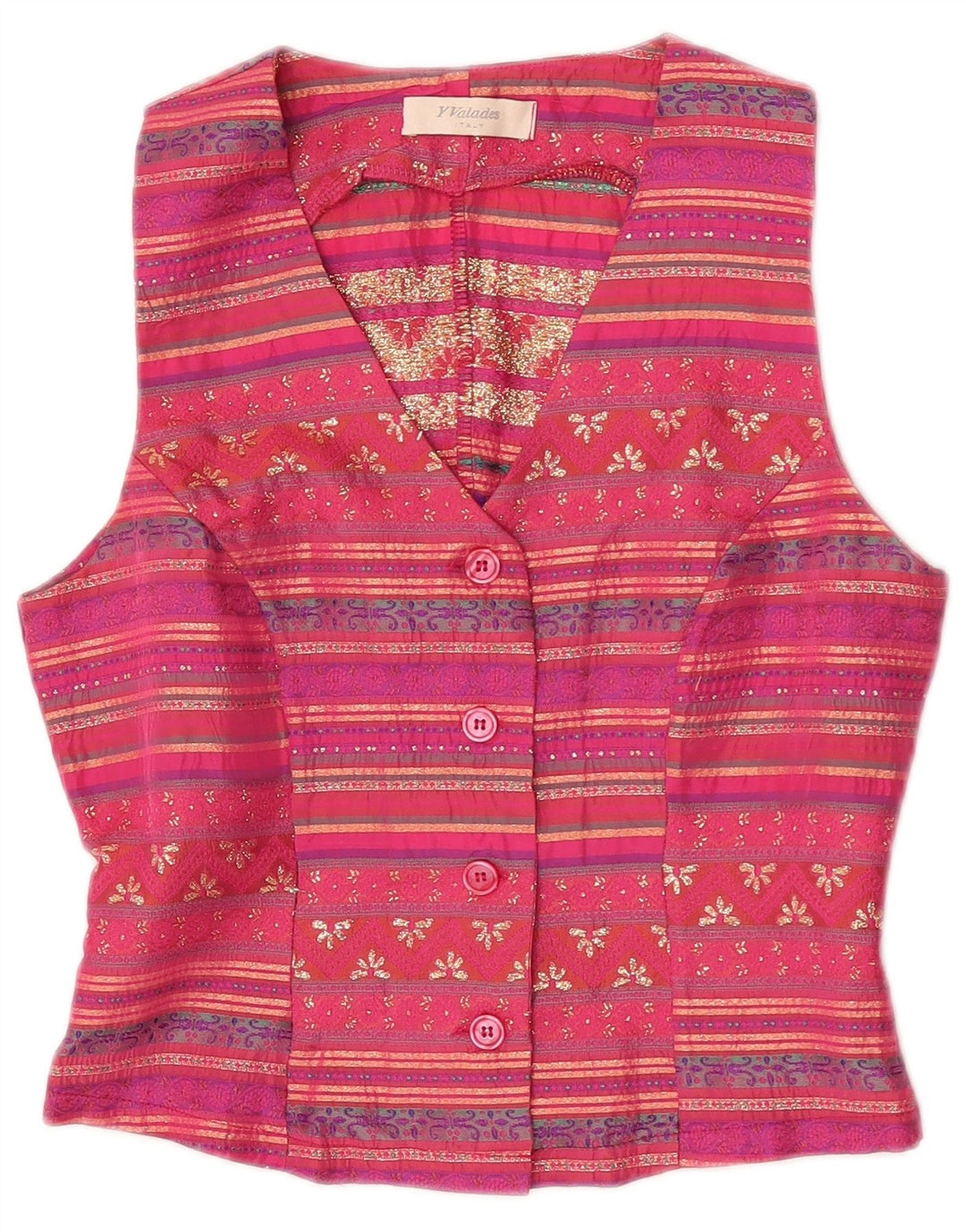 Gilet Vintage da Donna IT 42 Acetato Rigato Rosa Medio