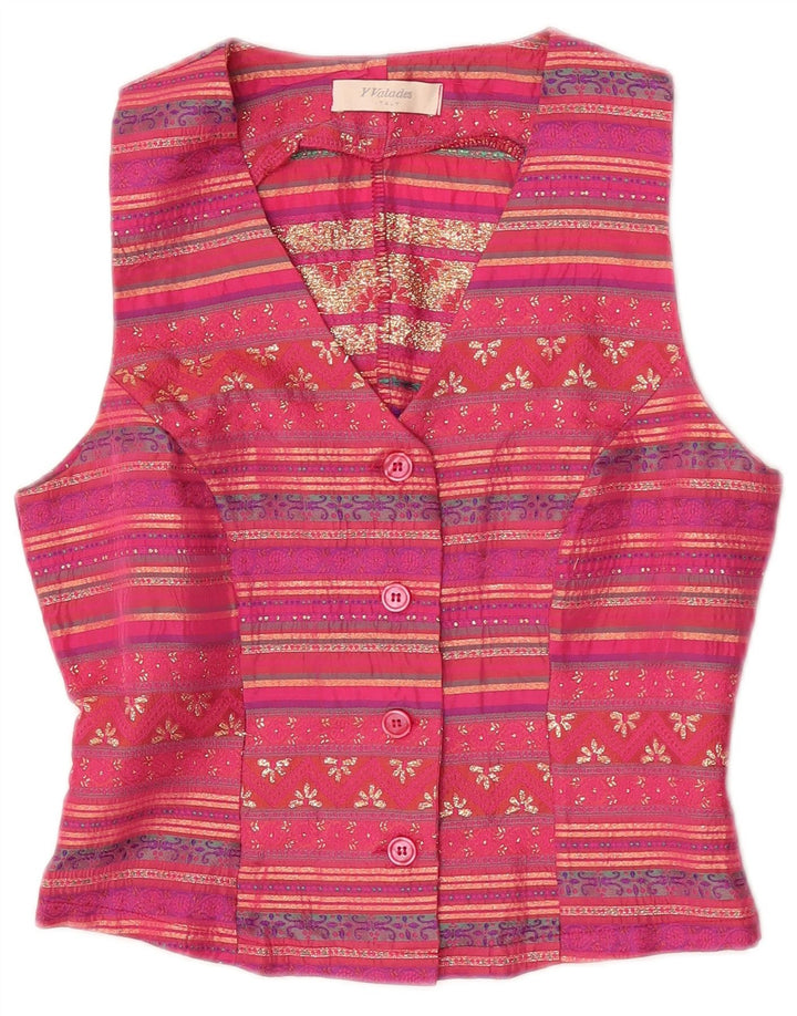 Gilet Vintage da Donna IT 42 Acetato Rigato Rosa Medio