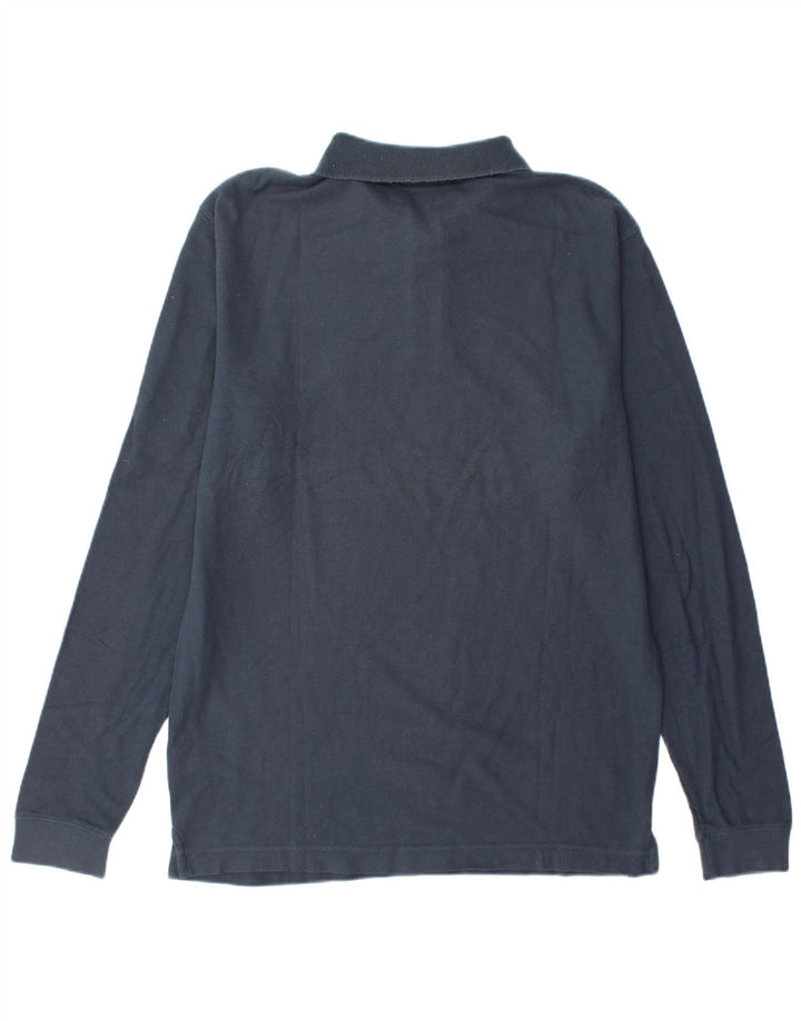 Polo da uomo a maniche lunghe Fila in cotone blu navy medio