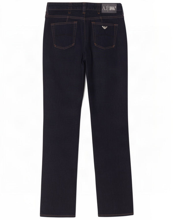 Jeans dritti da donna Armani W30 L33 cotone blu navy