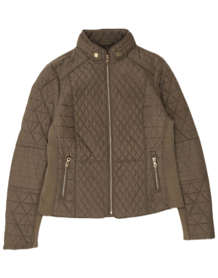 Giacca trapuntata da donna Marks & Spencer UK 14 grande poliestere kaki