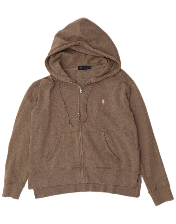 Polo Ralph Lauren Maglione con cappuccio e zip da donna UK 14 Grigio medio chiazzato