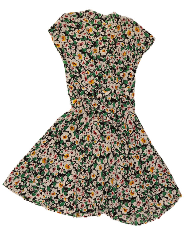 Abito vintage da donna a portafoglio UK 12 medio floreale multicolore