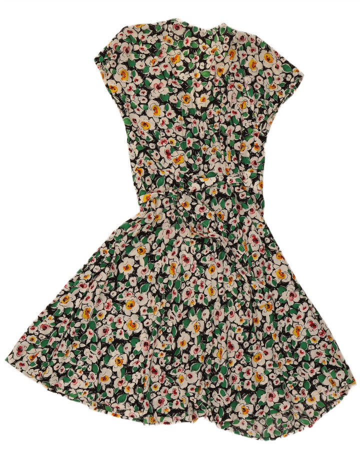 Abito vintage da donna a portafoglio UK 12 medio floreale multicolore