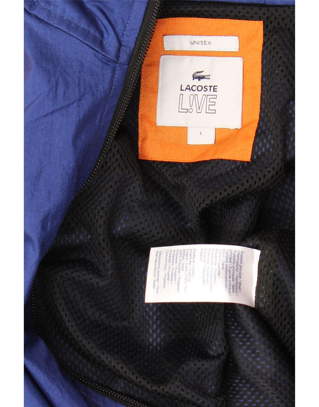 LACOSTE Giacca da tuta da uomo grande in poliammide color block blu navy