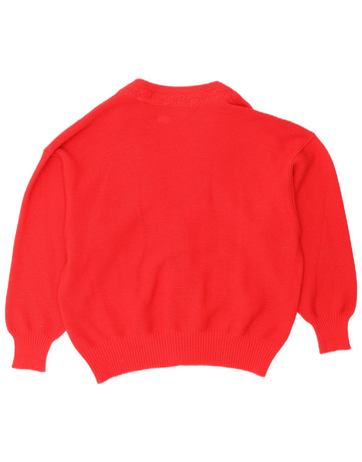 Maglione cardigan vintage da donna EU 44 XL lana rossa