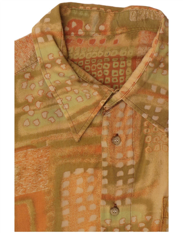 Camicia vintage da uomo a maniche corte XL gialla geometrica